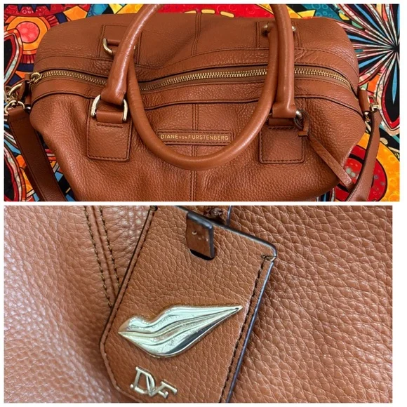 Diane Von Furstenberg Authentic Leather Satchel/ Shoulder Bag - Picture 7 of 16